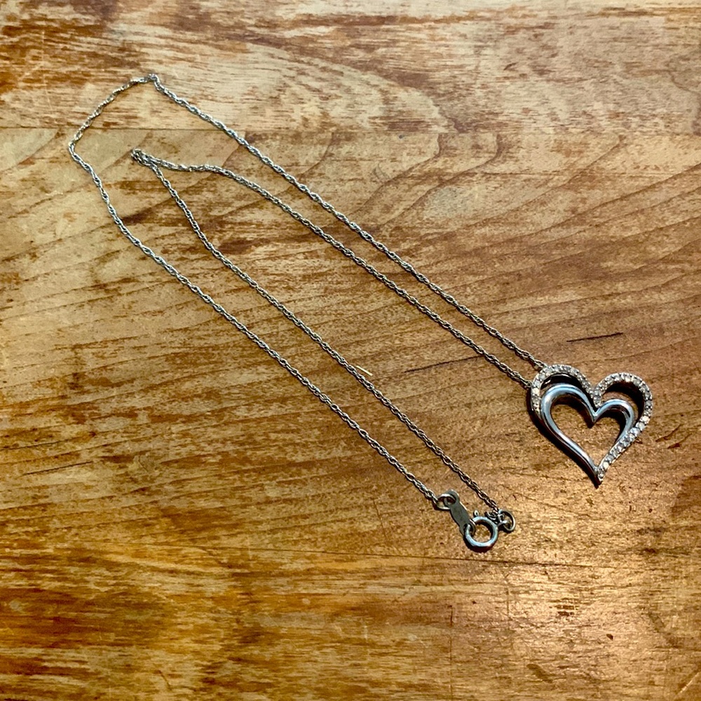 Sterling Silver Diamond Heart Necklace